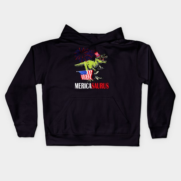 Mericasaurus 4th of july independence day gift Kids Hoodie by DODG99